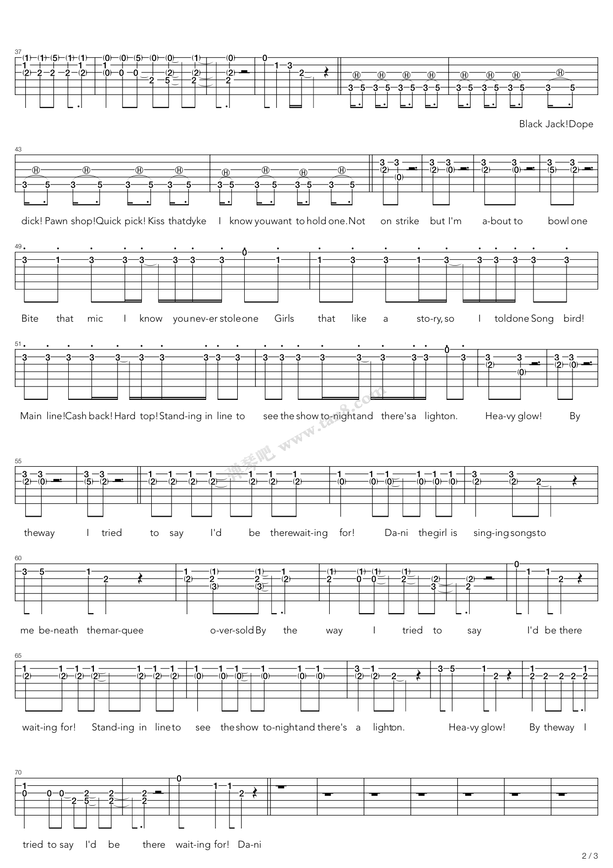 by the way吉他六线谱 RedHotChiliPeppers bytheway 弹琴吧 C调