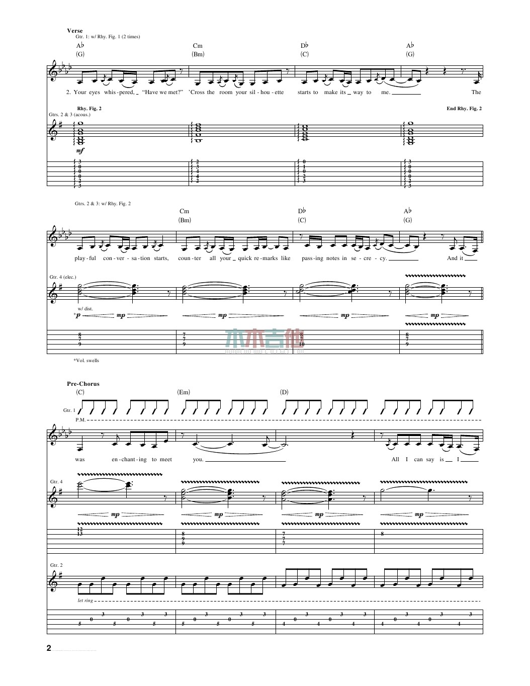 enchanted吉他六线谱 TaylorSwift 木木吉他 