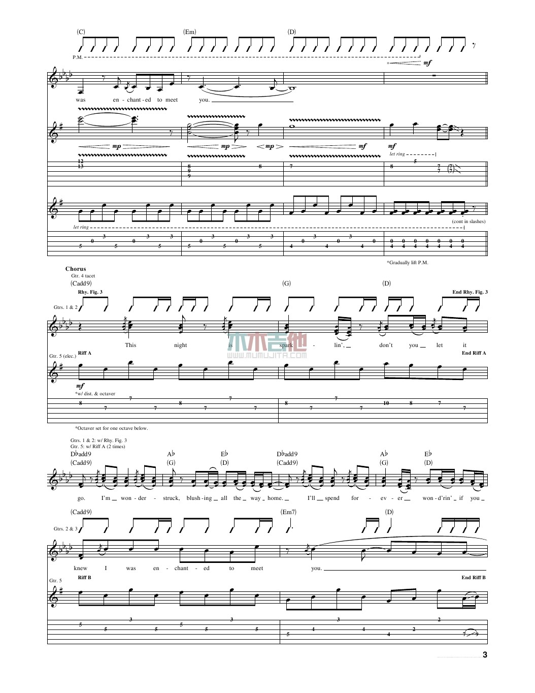 enchanted吉他六线谱 TaylorSwift 木木吉他 