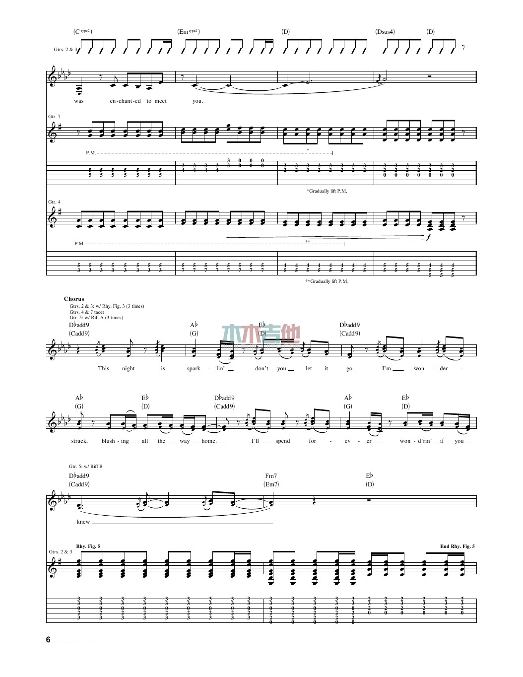 enchanted吉他六线谱 TaylorSwift 木木吉他 