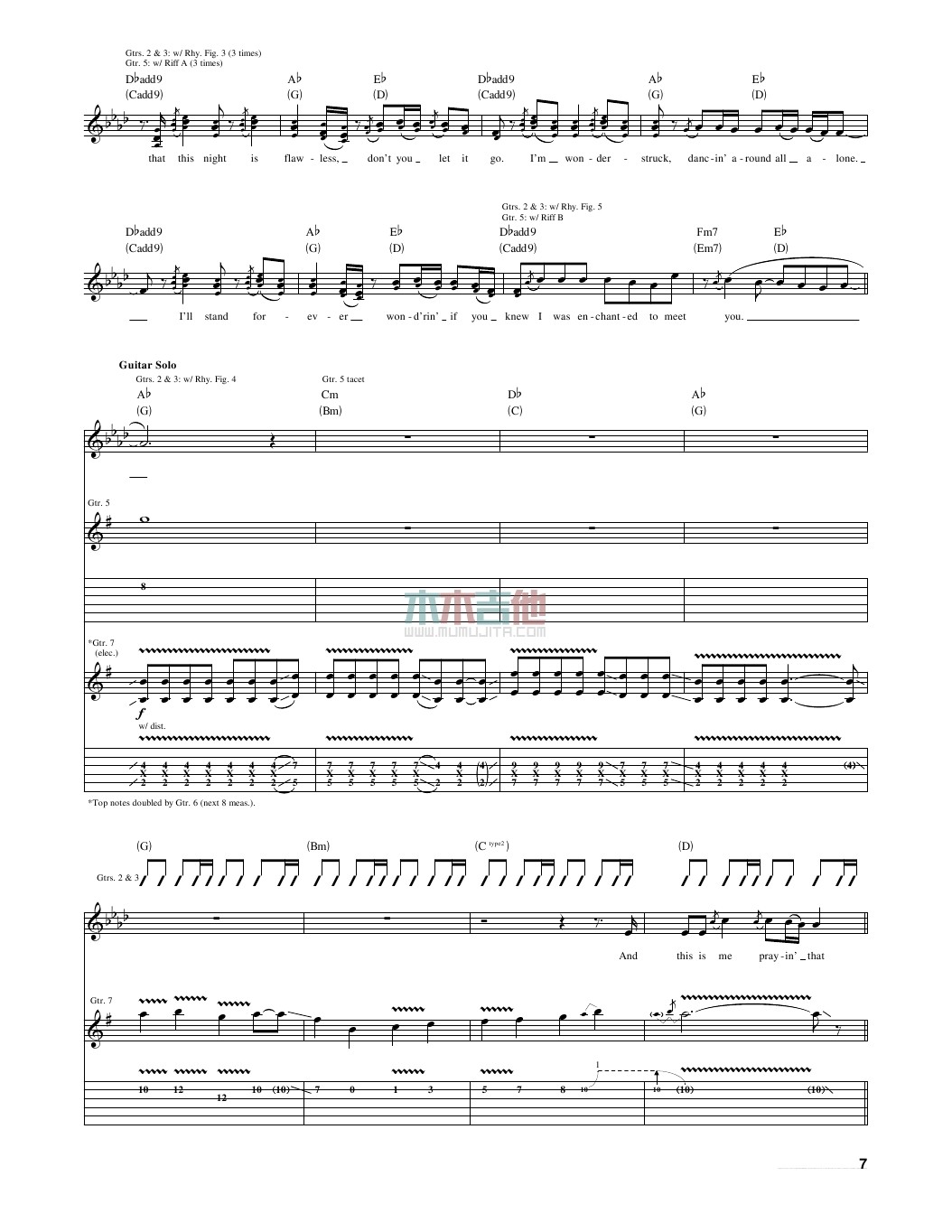 enchanted吉他六线谱 TaylorSwift 木木吉他 