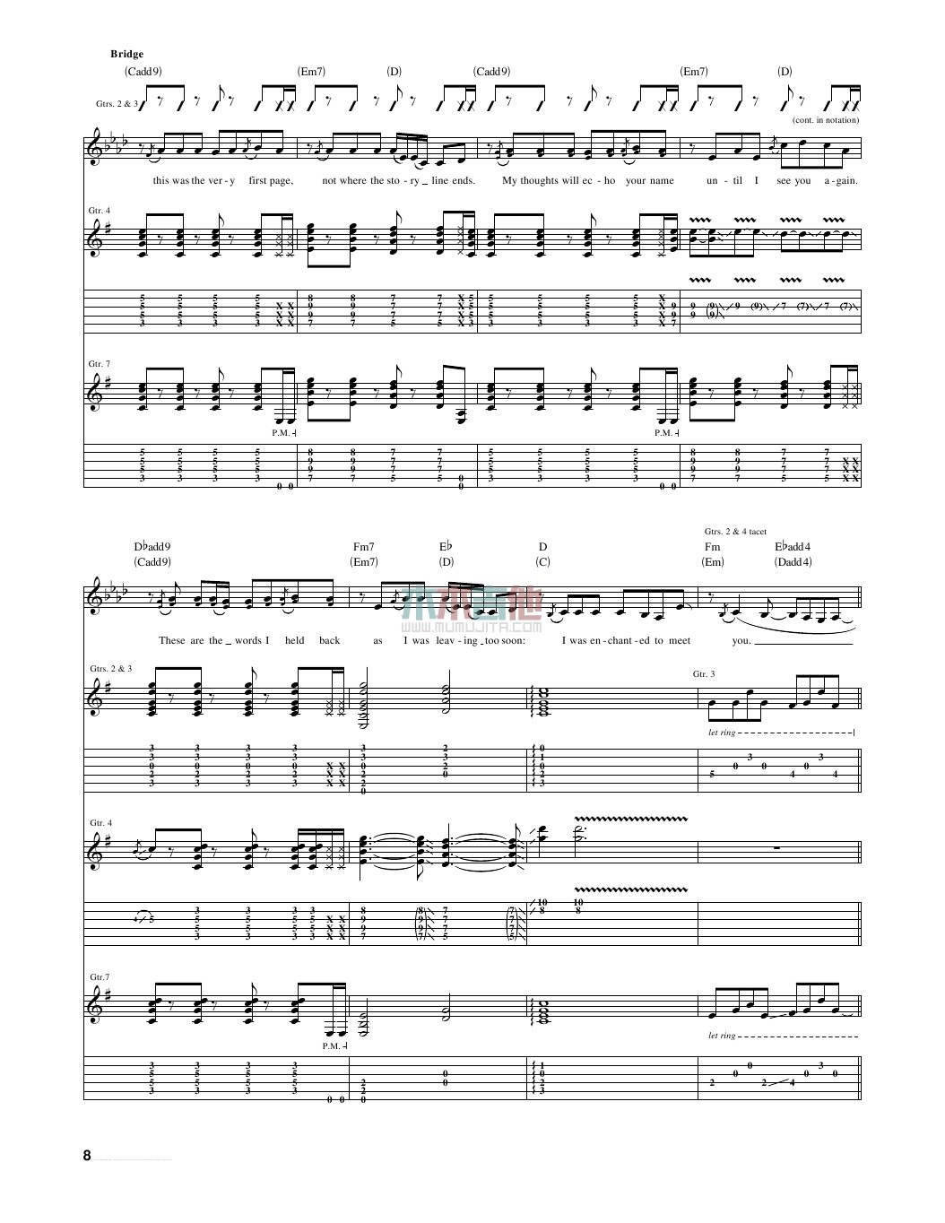 enchanted吉他六线谱 TaylorSwift 木木吉他 