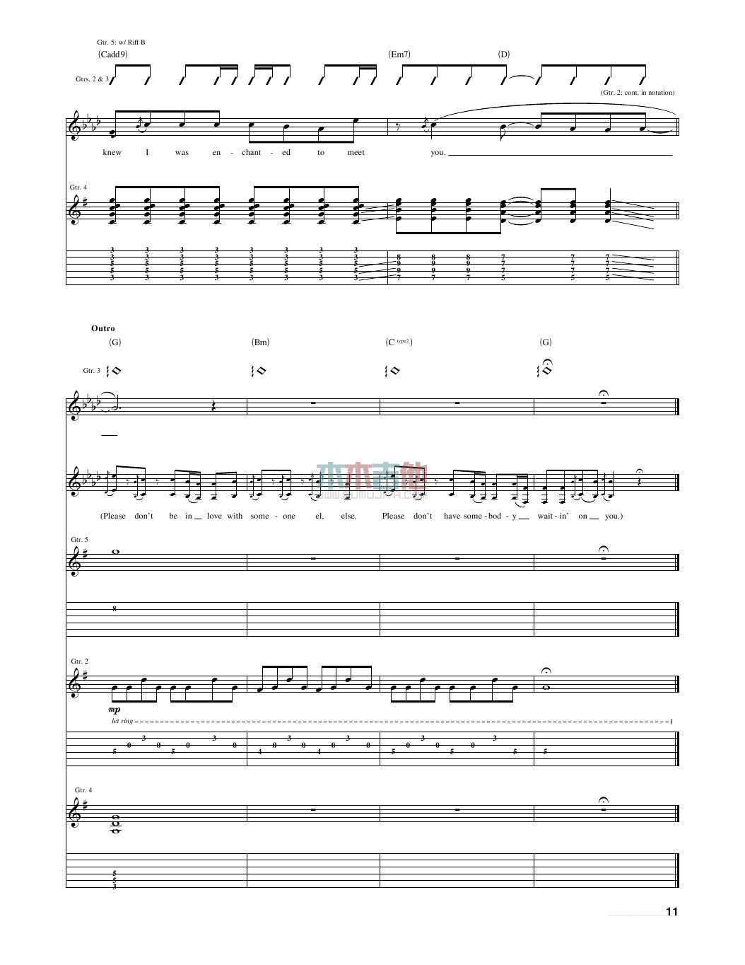 enchanted吉他六线谱 TaylorSwift 木木吉他 