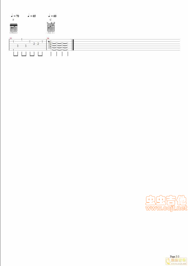 赋别曲吉他六线谱 周传雄 虫虫吉他 C调 