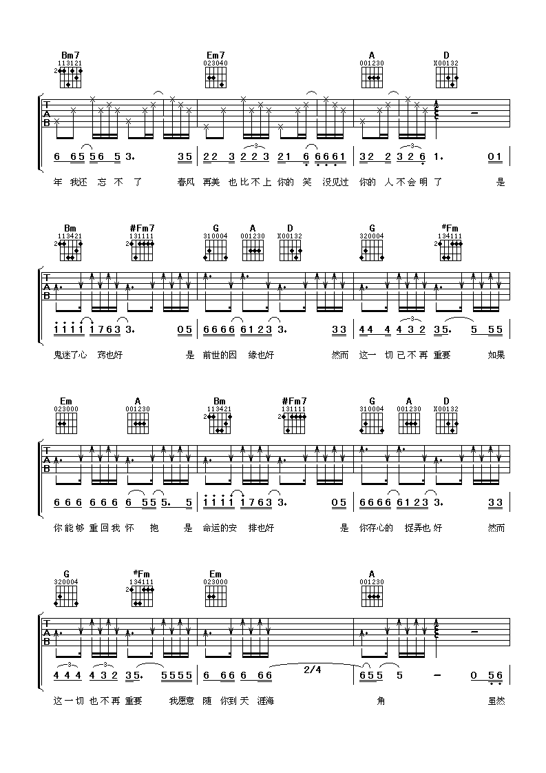 鬼迷心窍吉他六线谱 李宗盛 阿潘音乐工场 D调