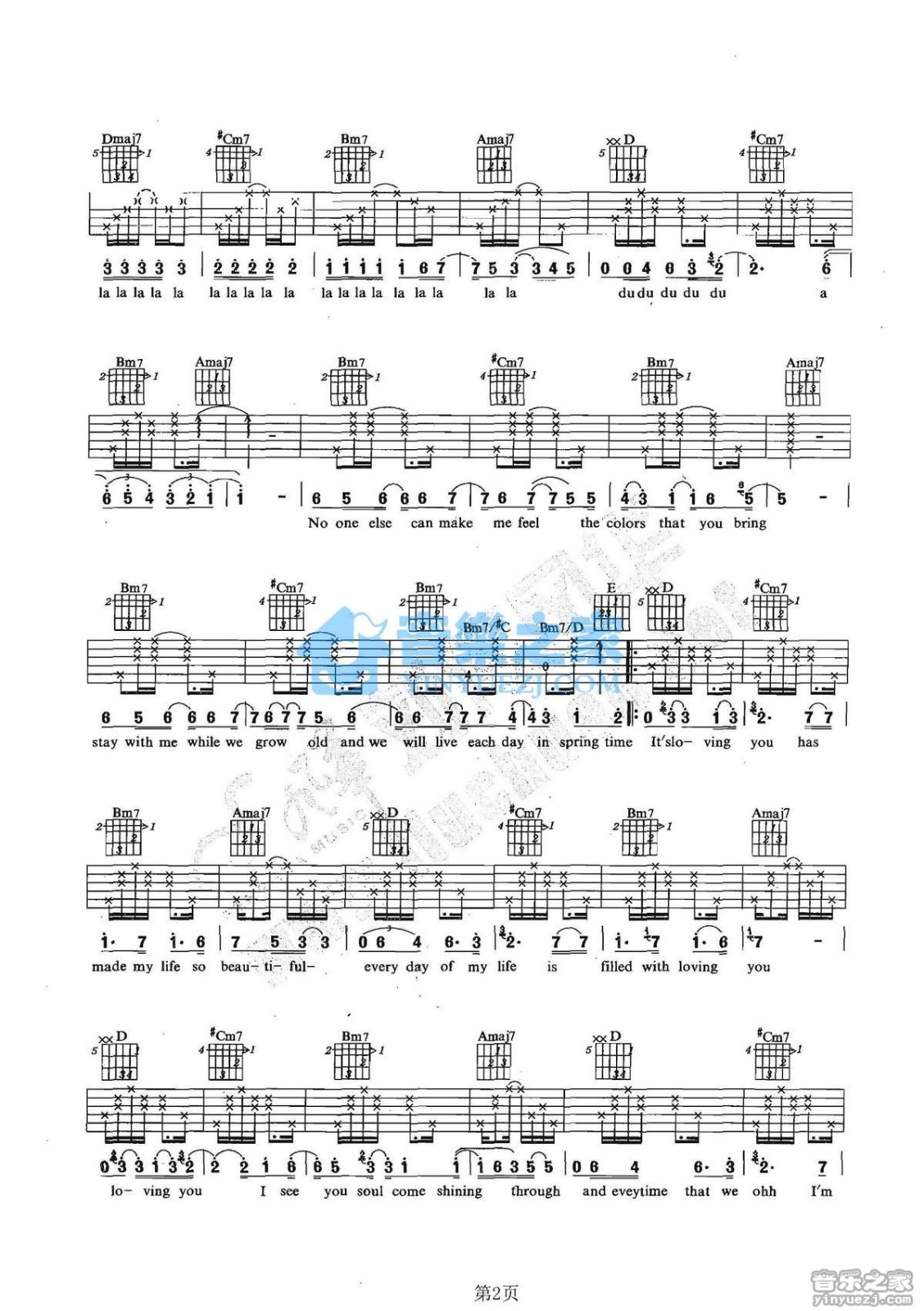 loving you吉他六线谱 张靓颖 lovingyou 风华艺校 G调