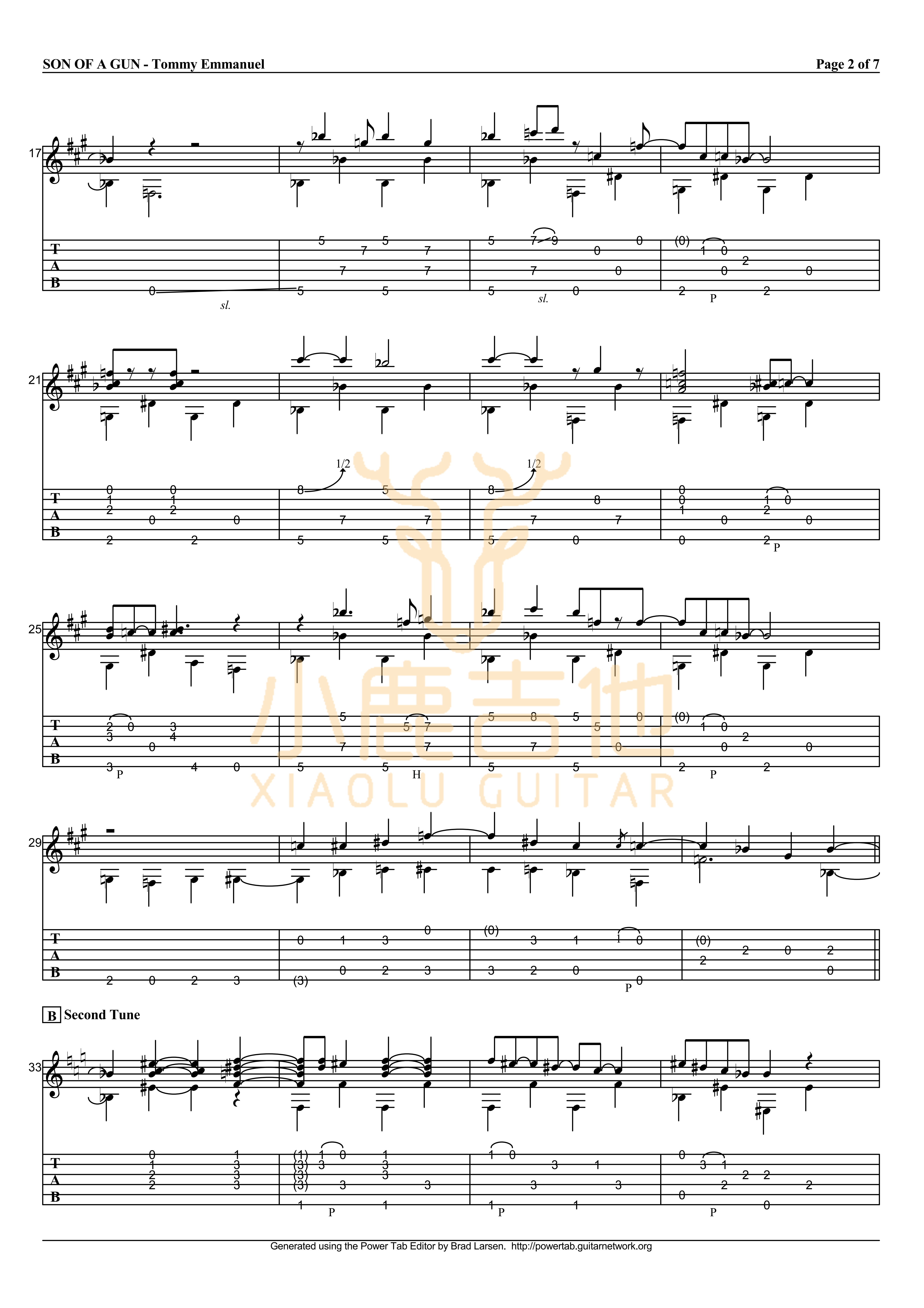 son of a gun吉他六线谱 TommyEmmanuel sonofagun 小鹿吉他