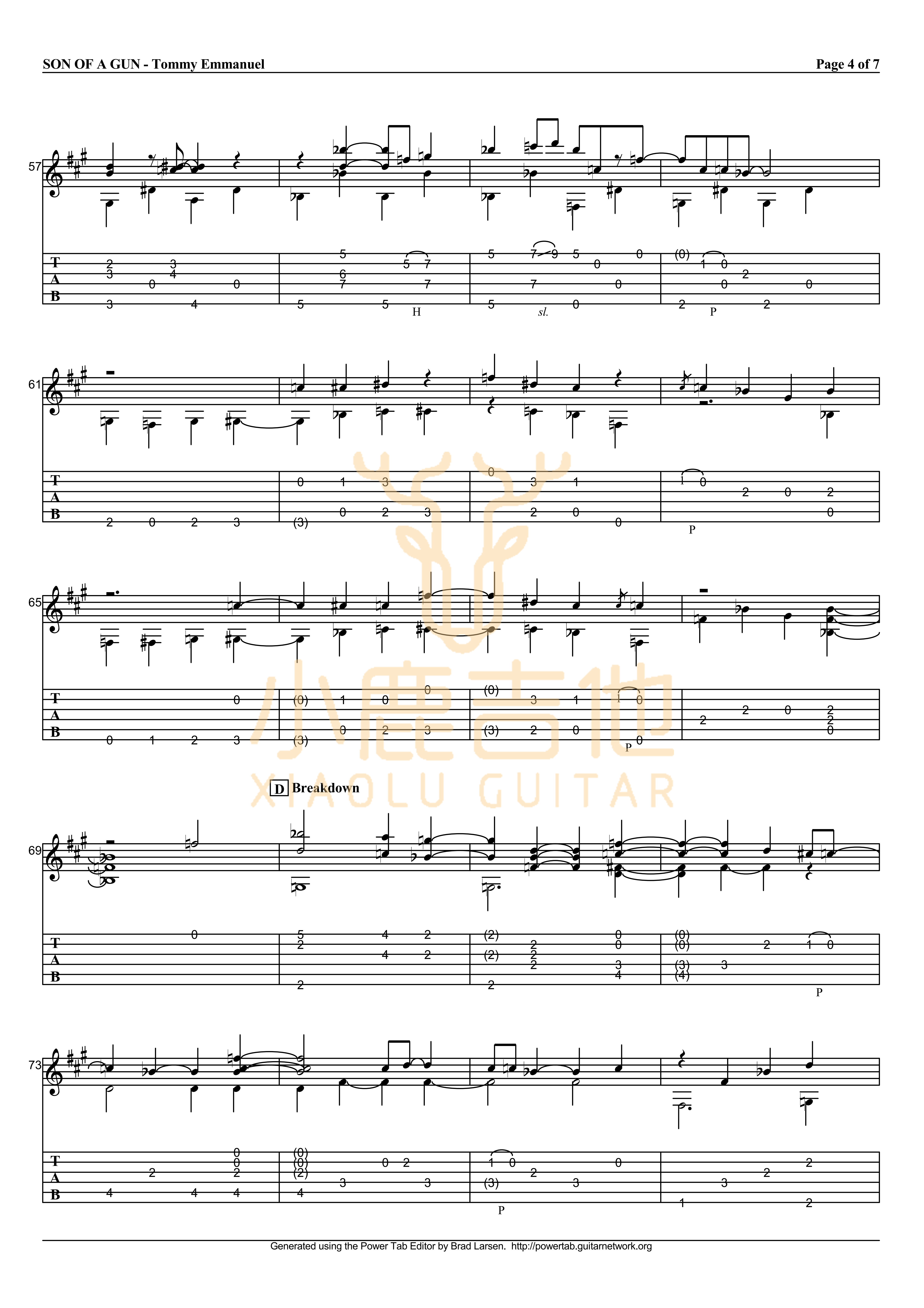 son of a gun吉他六线谱 TommyEmmanuel sonofagun 小鹿吉他