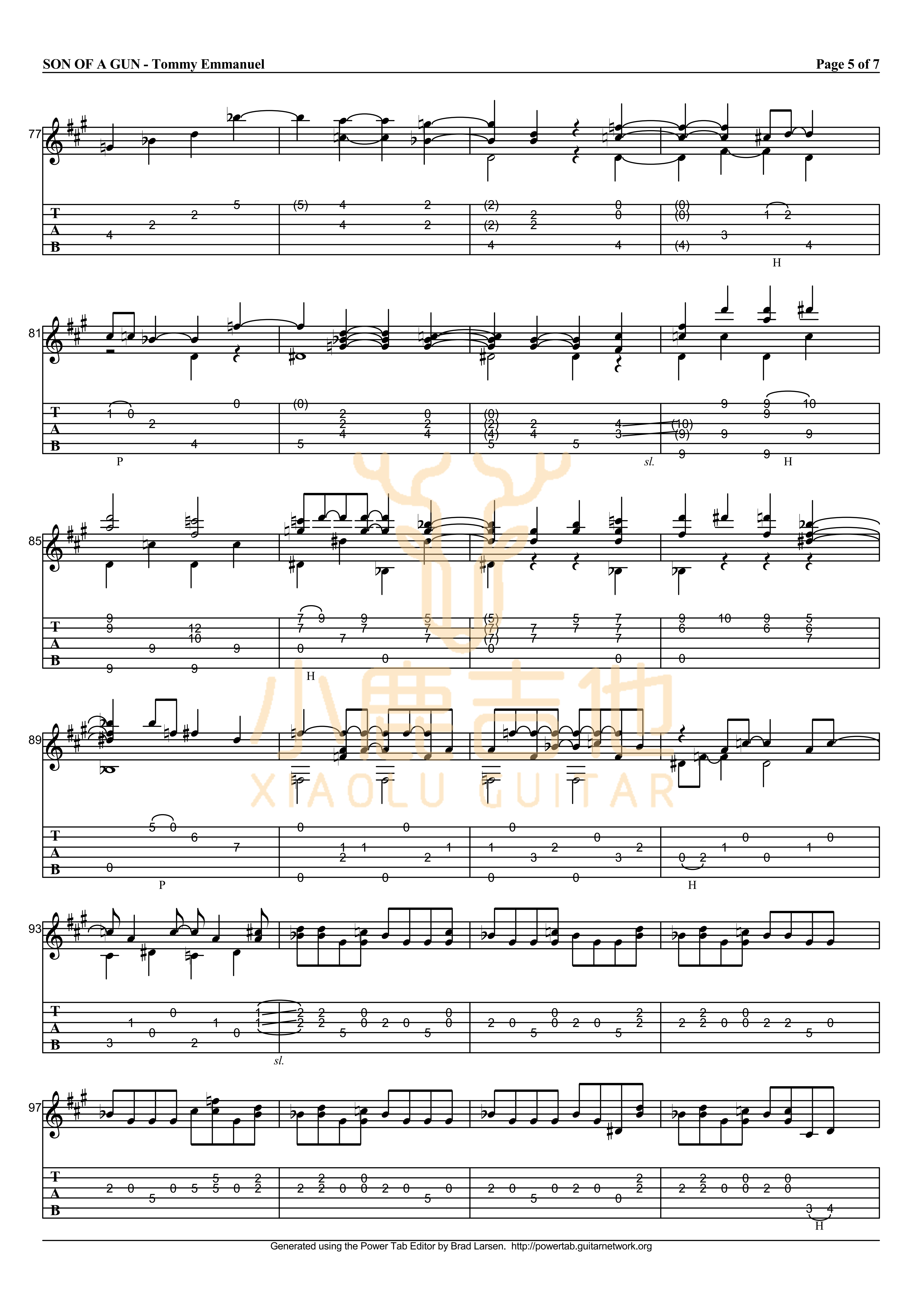 son of a gun吉他六线谱 TommyEmmanuel sonofagun 小鹿吉他