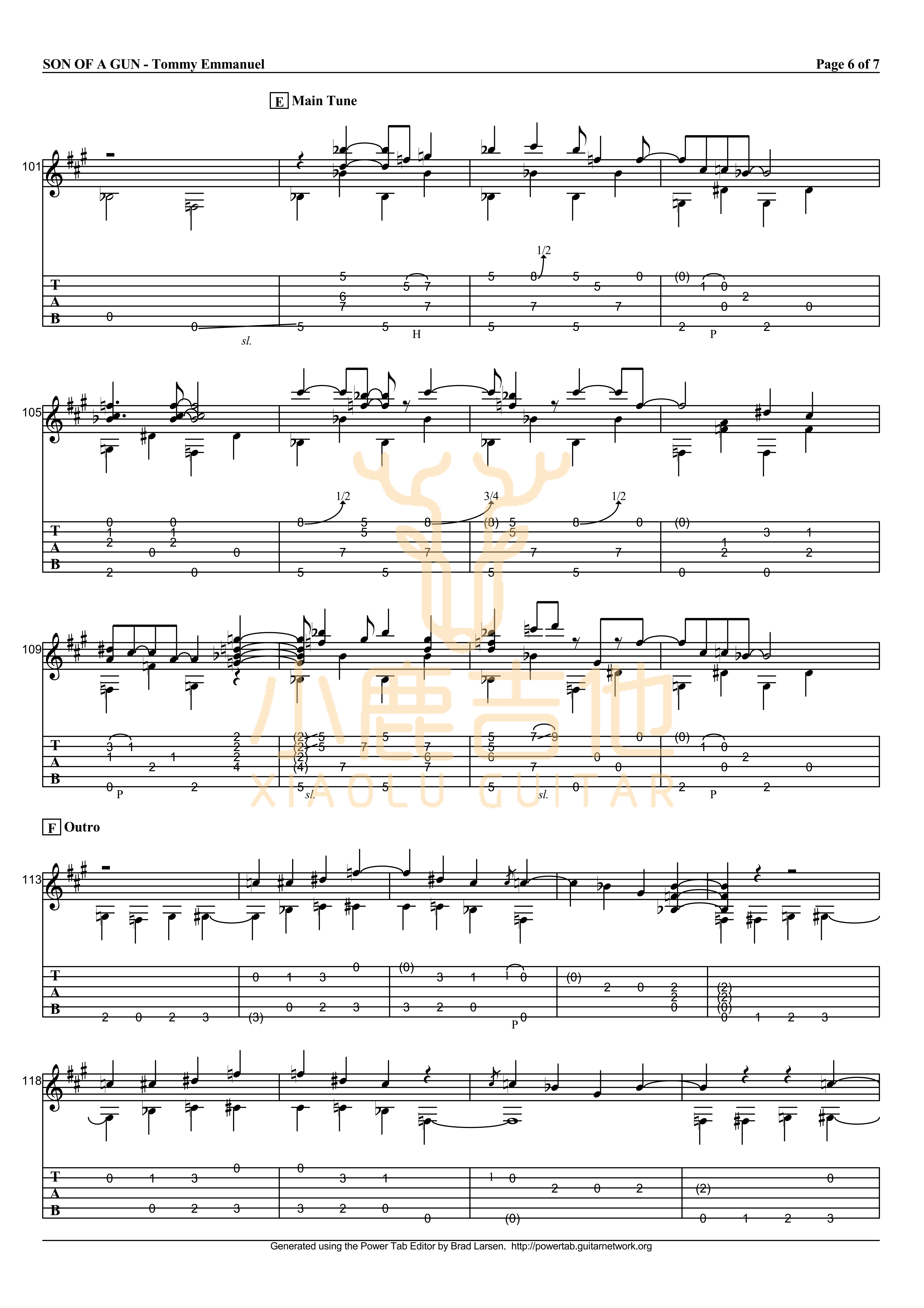 son of a gun吉他六线谱 TommyEmmanuel sonofagun 小鹿吉他