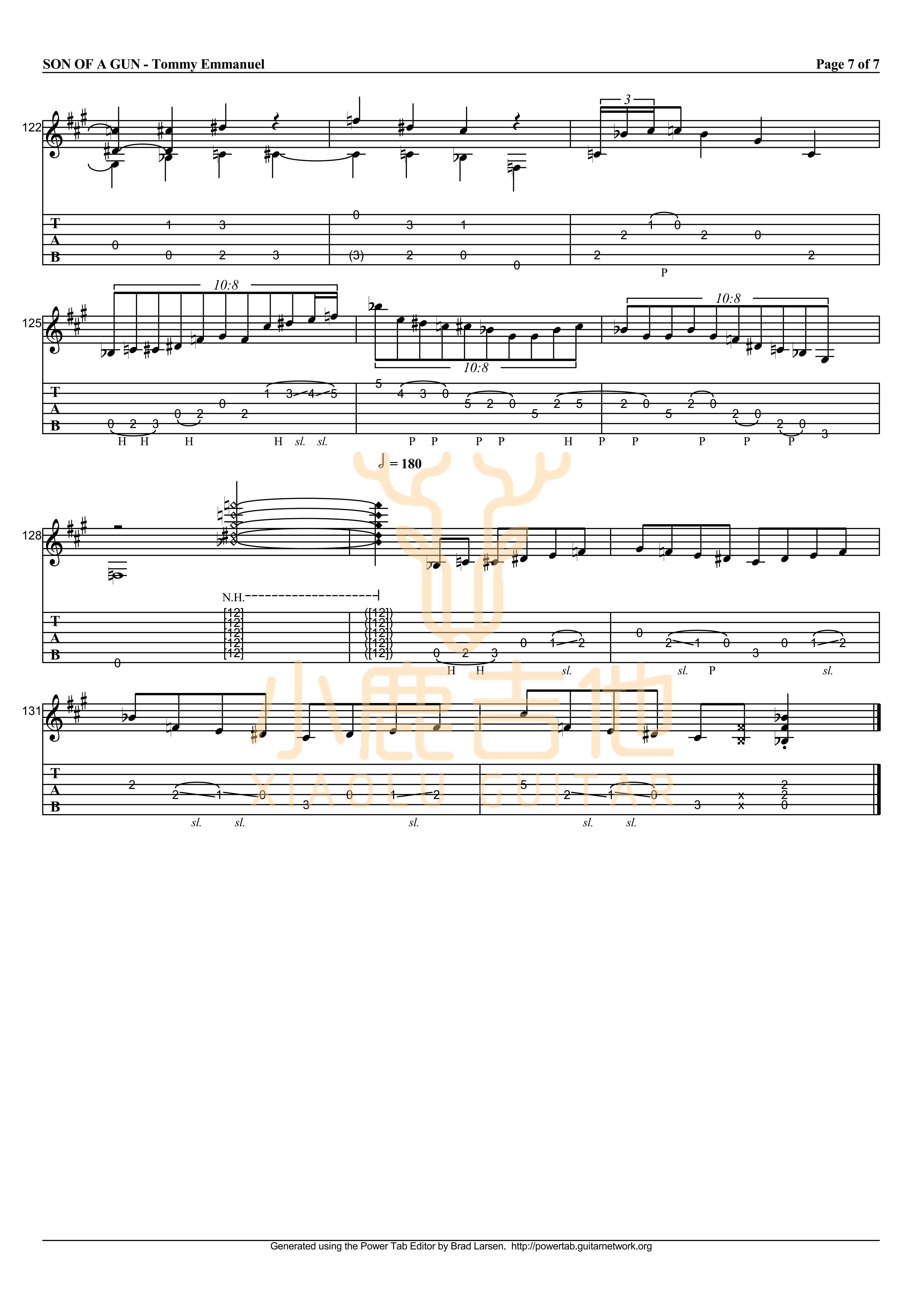 son of a gun吉他六线谱 TommyEmmanuel sonofagun 小鹿吉他