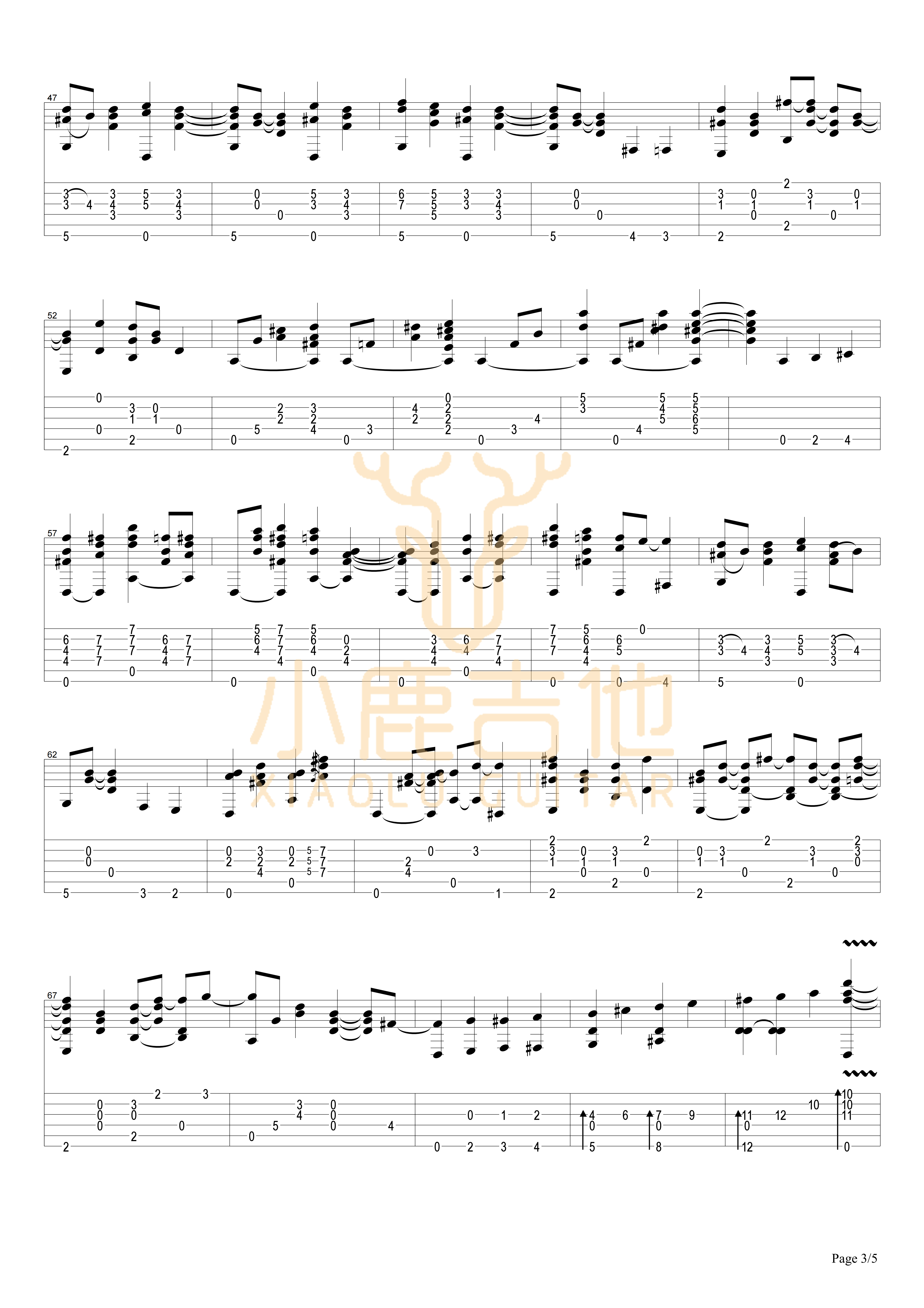 struttin吉他六线谱 TommyEmmanuel 小鹿吉他