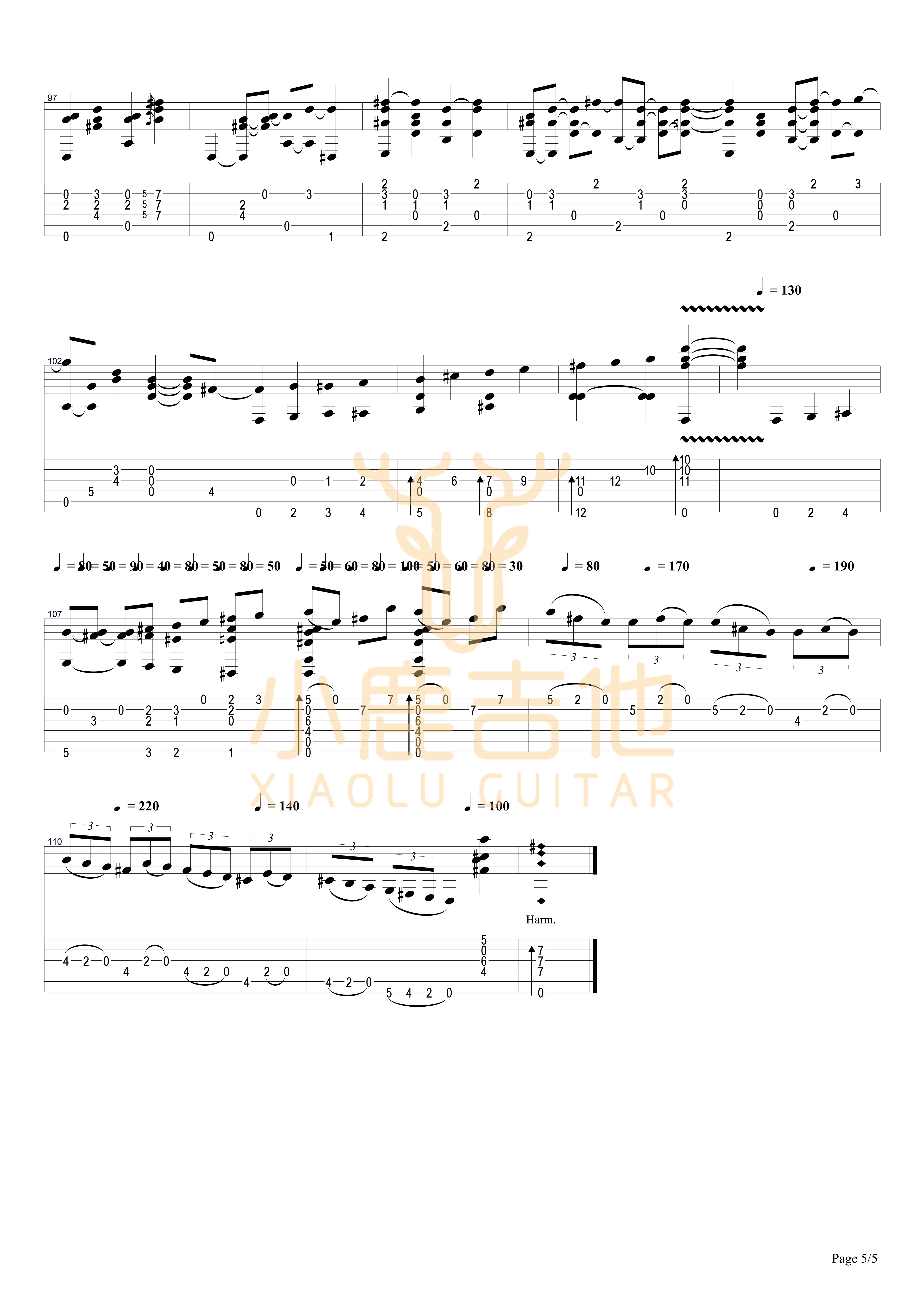struttin吉他六线谱 TommyEmmanuel 小鹿吉他