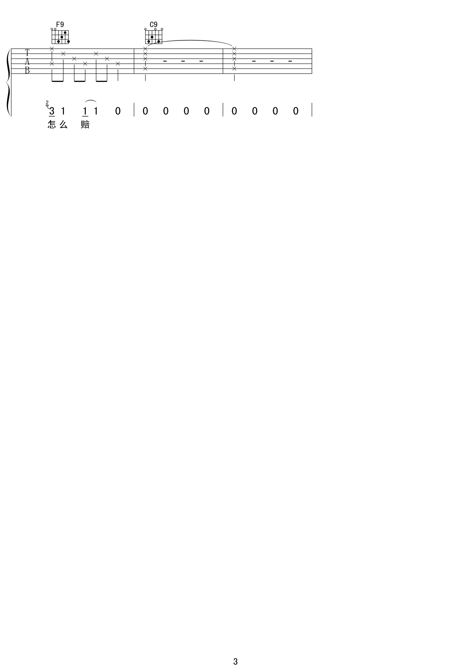 天黑吉他六线谱 阿杜 17吉他 E调