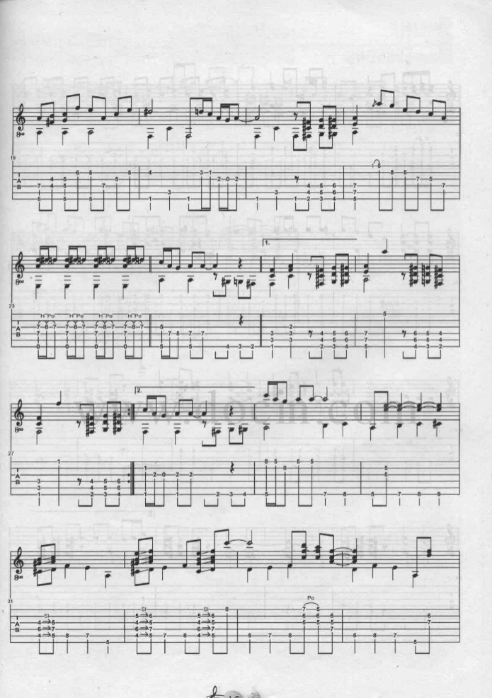 顽皮豹吉他六线谱 动漫主题曲 顽皮豹独奏谱原调六线谱 豆丁网编配 动漫 豆丁网 调