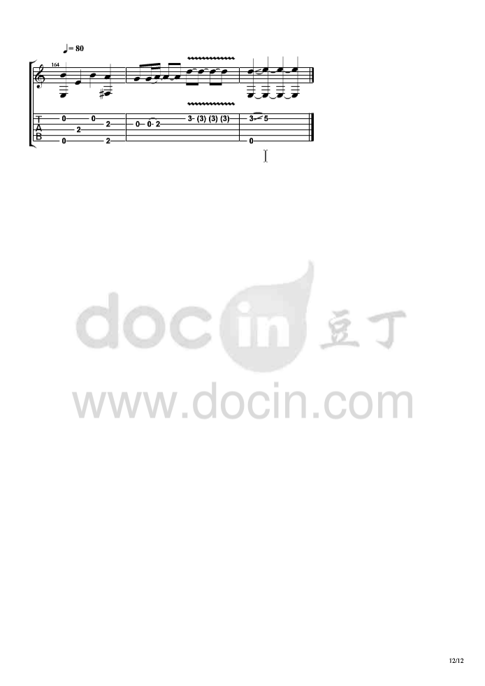 相忘于江湖吉他六线谱 杨昊昆 相忘于江湖独奏谱原调六线谱 豆丁网编配 豆丁网 调