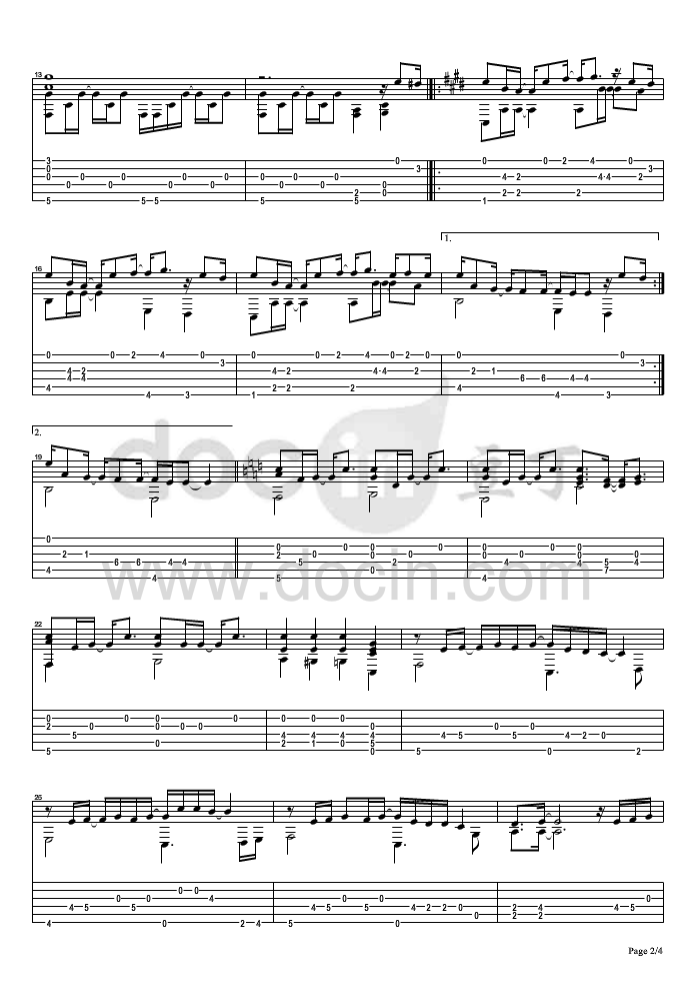 一番の宝物吉他六线谱 AngelBeats 一番の宝物独奏谱E调六线谱 豆丁网编配 豆丁网 调
