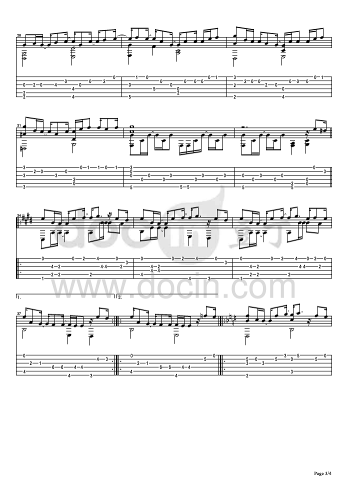 一番の宝物吉他六线谱 AngelBeats 一番の宝物独奏谱E调六线谱 豆丁网编配 豆丁网 调