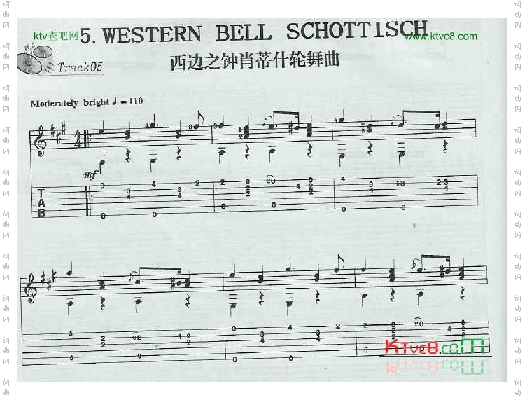 西边之钟肖蒂什轮舞曲吉他谱六线谱