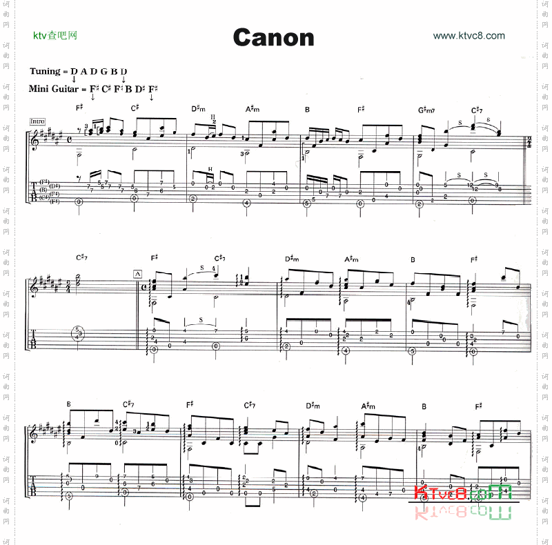 Canon_吉他谱 六线谱
