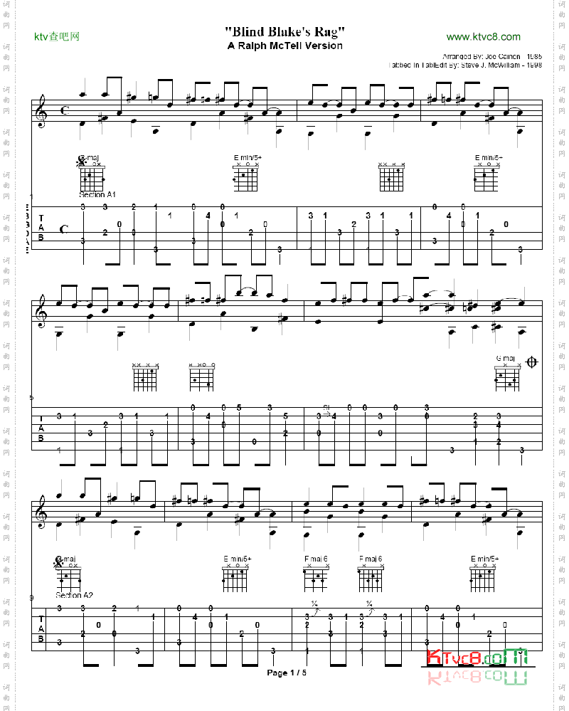 BlindBlakesRag_吉他谱 六线谱