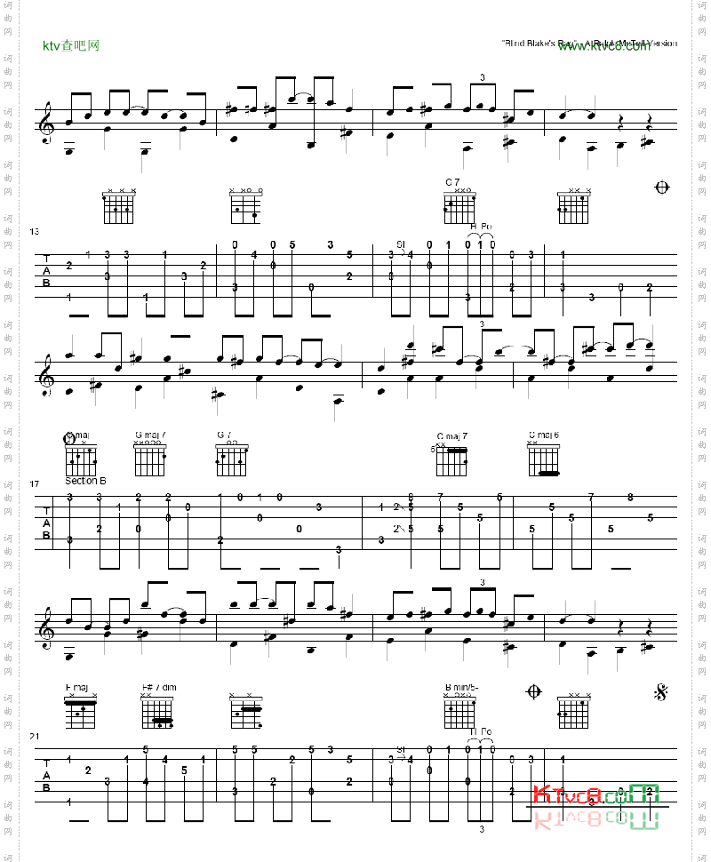 BlindBlakesRag_吉他谱 六线谱