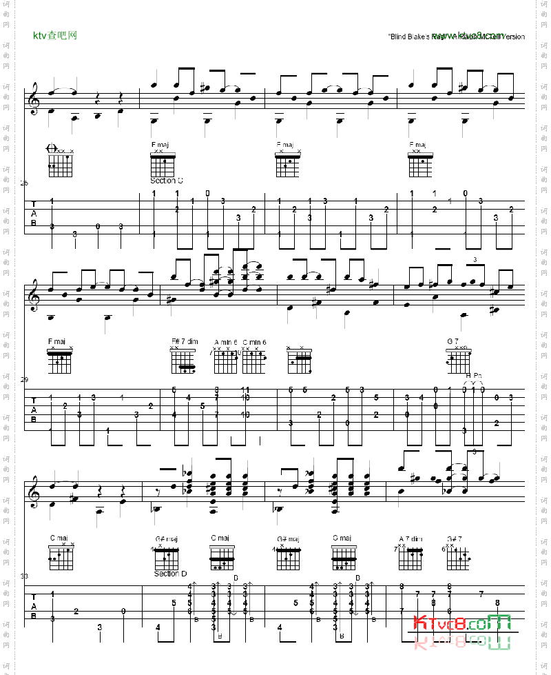 BlindBlakesRag_吉他谱 六线谱