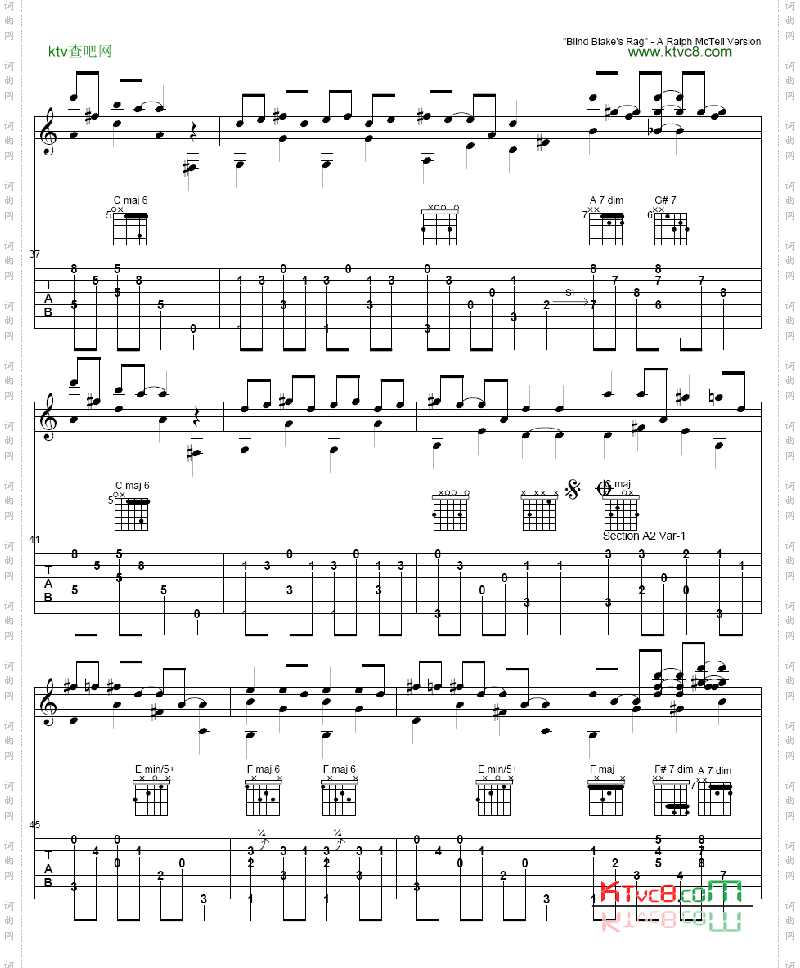 BlindBlakesRag_吉他谱 六线谱