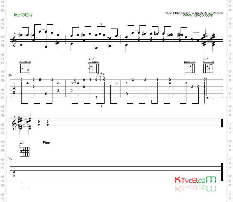 BlindBlakesRag_吉他谱 六线谱