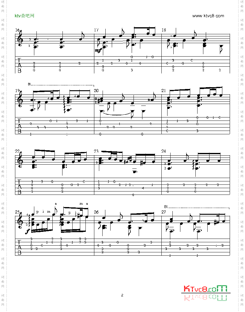 绿袖子原谱吉他谱六线谱