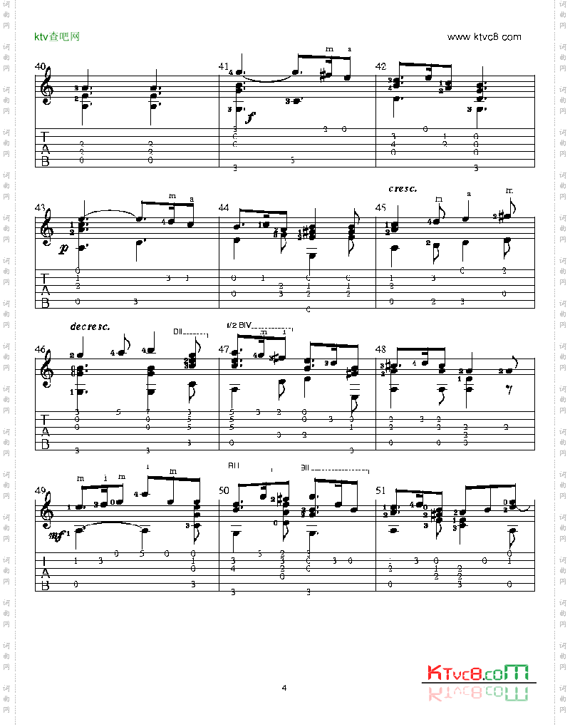 绿袖子原谱吉他谱六线谱