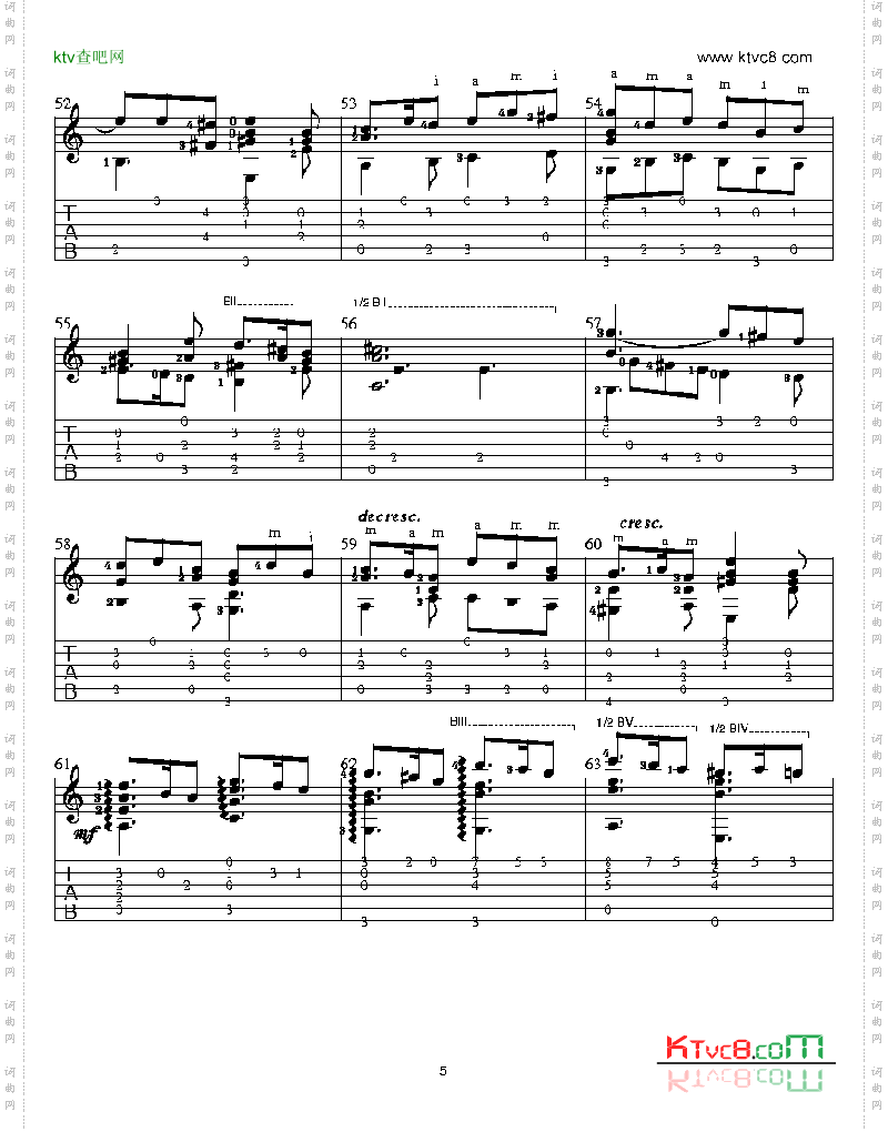 绿袖子原谱吉他谱六线谱