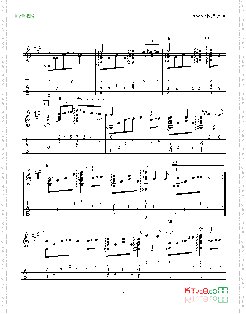 白色圣诞节吉他谱六线谱