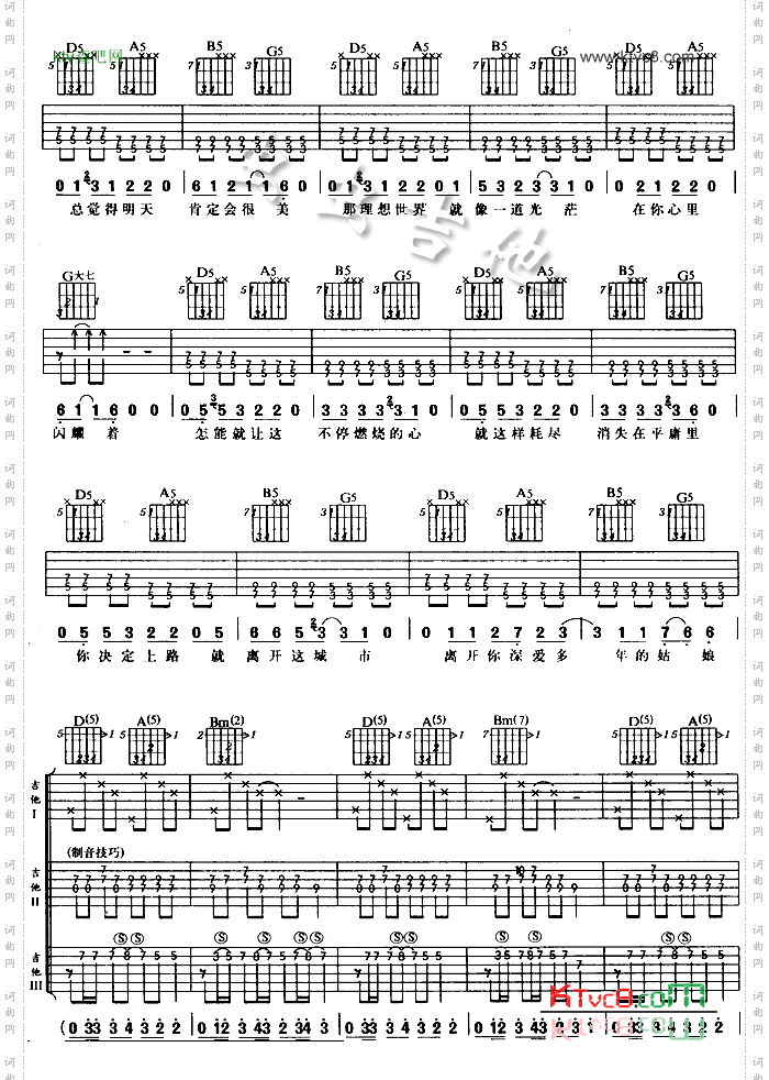 那一年吉他谱和弦六线谱-