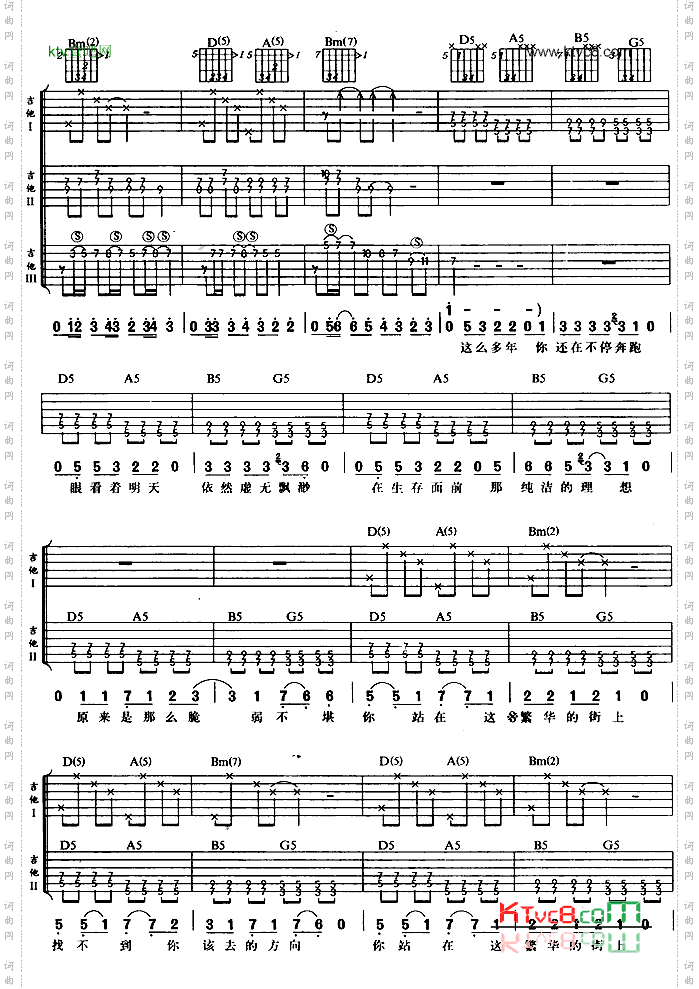 那一年吉他谱和弦六线谱-