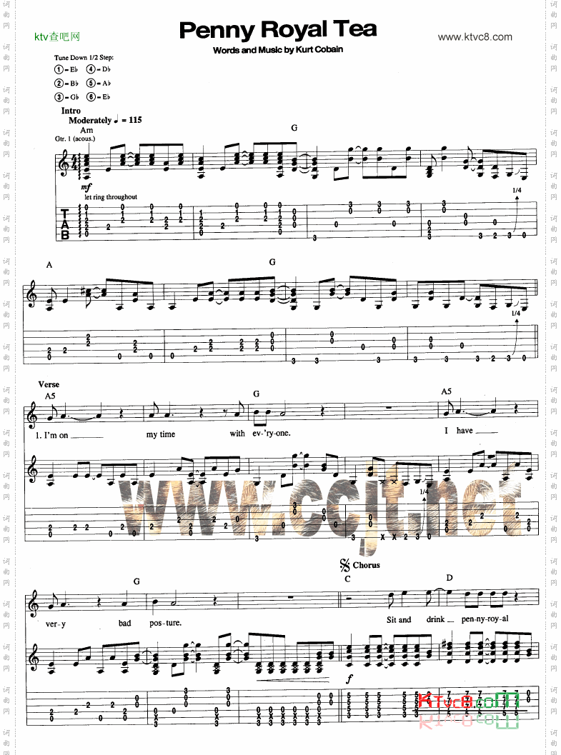 PennyRoyalTea吉他谱六线谱-