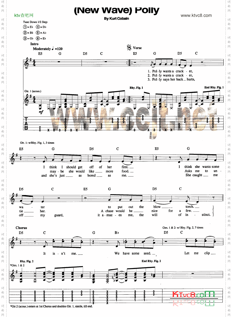 newwave吉他谱六线谱-