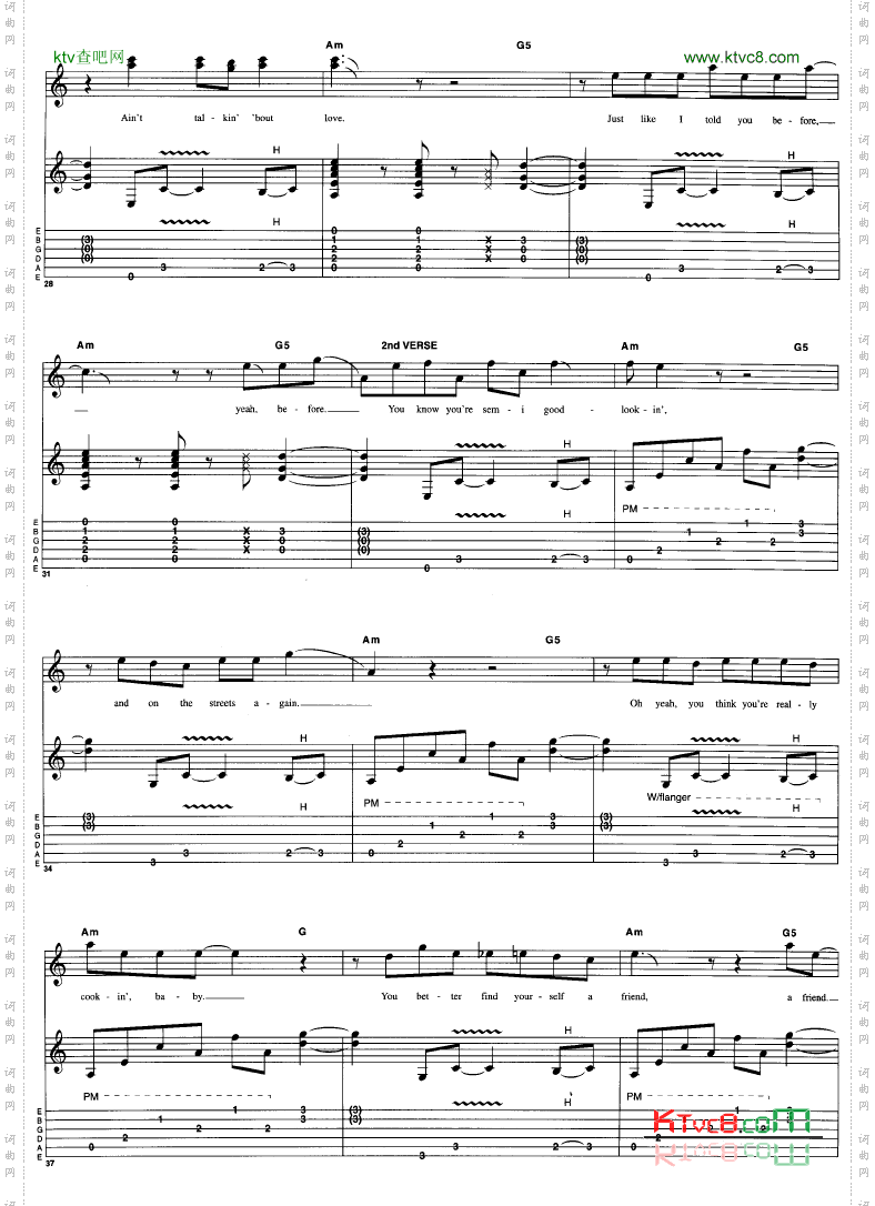 Aint_Talkin bout_Love_吉他谱六线谱