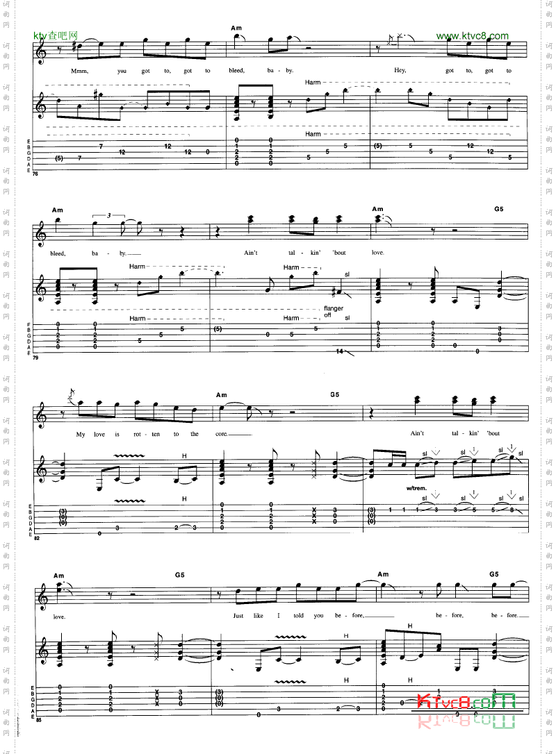 Aint_Talkin bout_Love_吉他谱六线谱