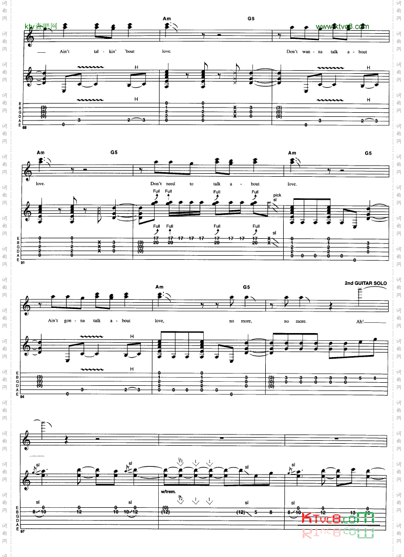 Aint_Talkin bout_Love_吉他谱六线谱