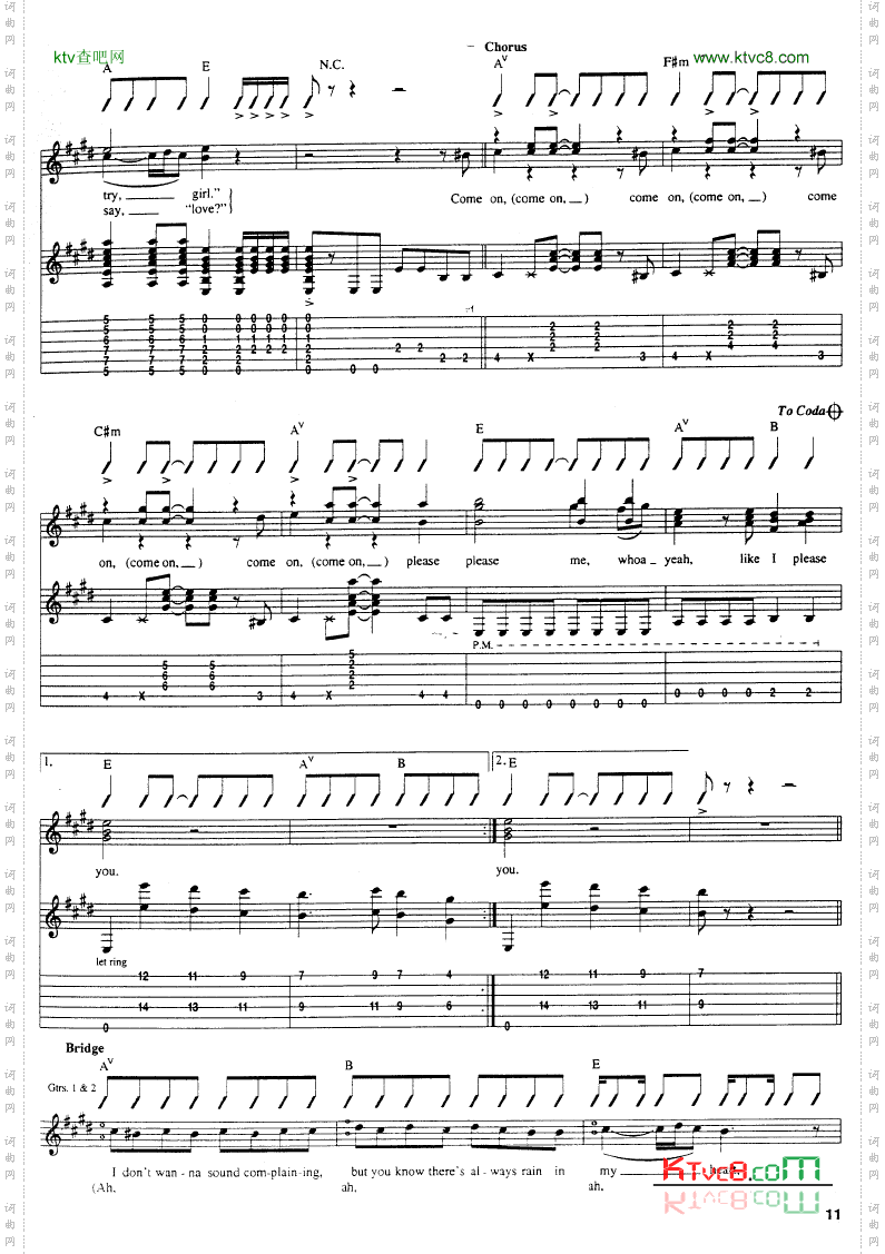 PleasePleaseMe吉他谱六线谱-