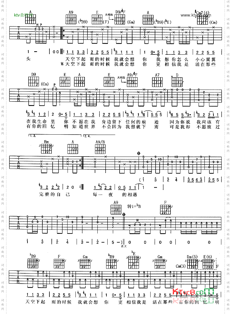 下雨的时候会想你-阿杜