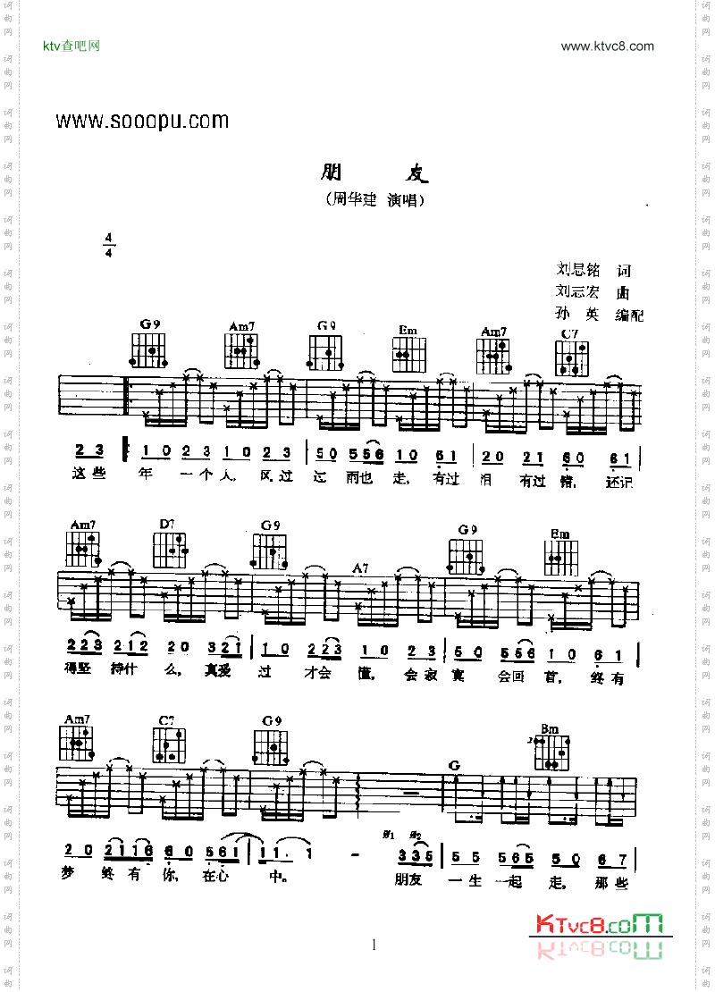 朋友吉他类流行