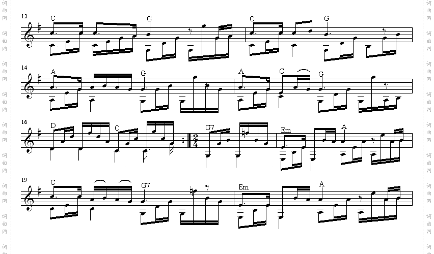 灰姑娘指弹吉他独奏谱五线谱