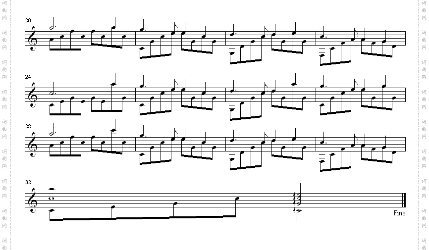 友谊地久天长吉他独奏谱五线谱