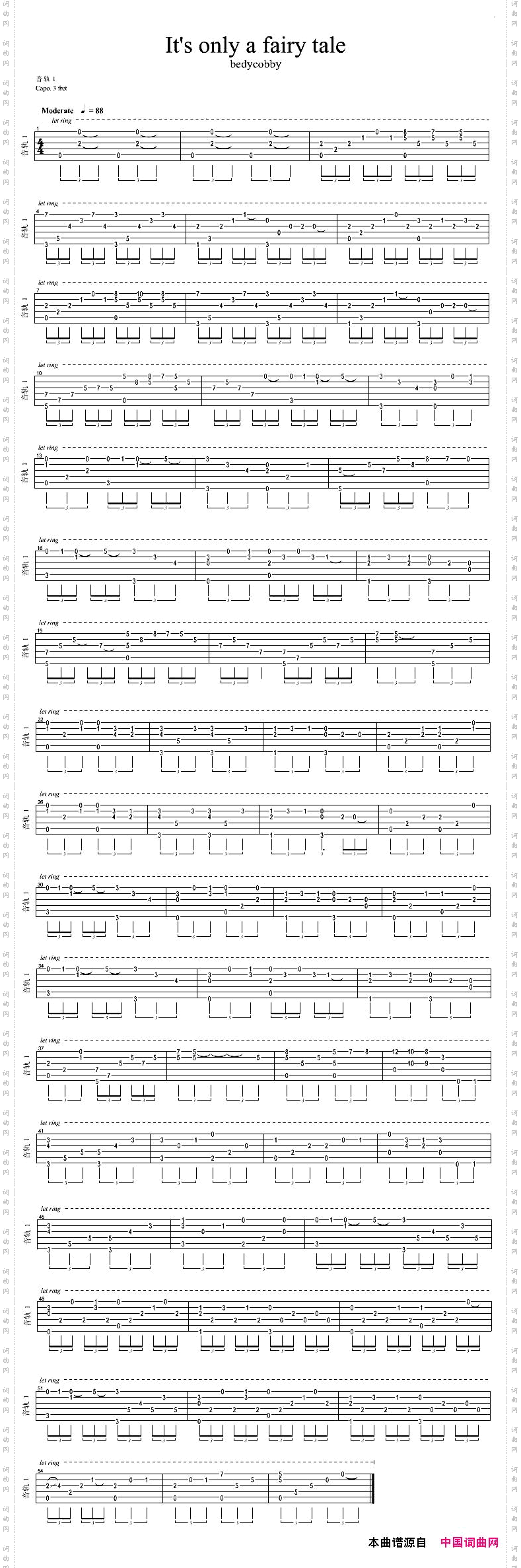 It&acute;sonlyafairytale吉他独奏谱