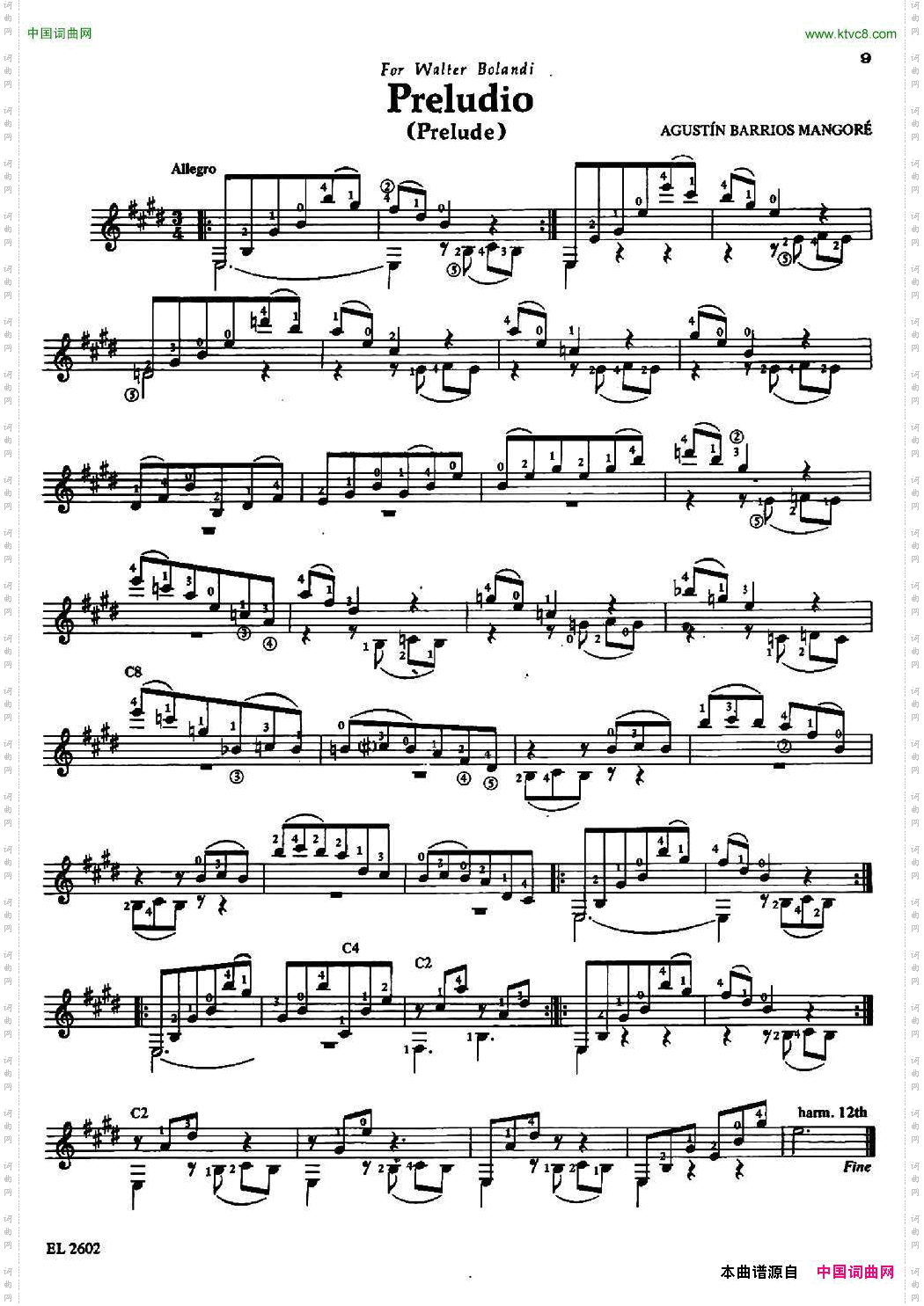 Preludio前奏曲古典吉他