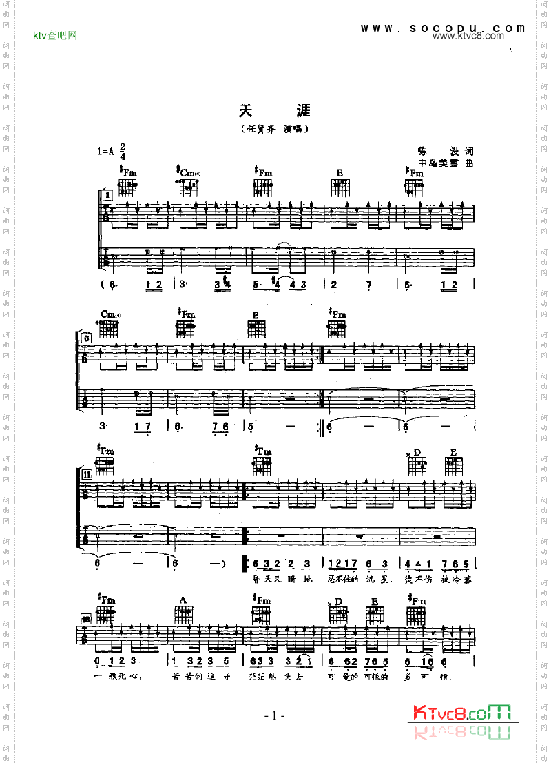 天涯吉他类流行