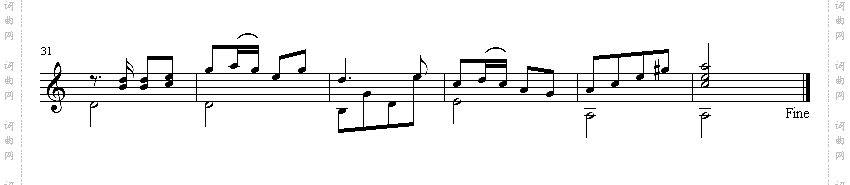 阿里山的姑娘吉他独奏谱五线谱