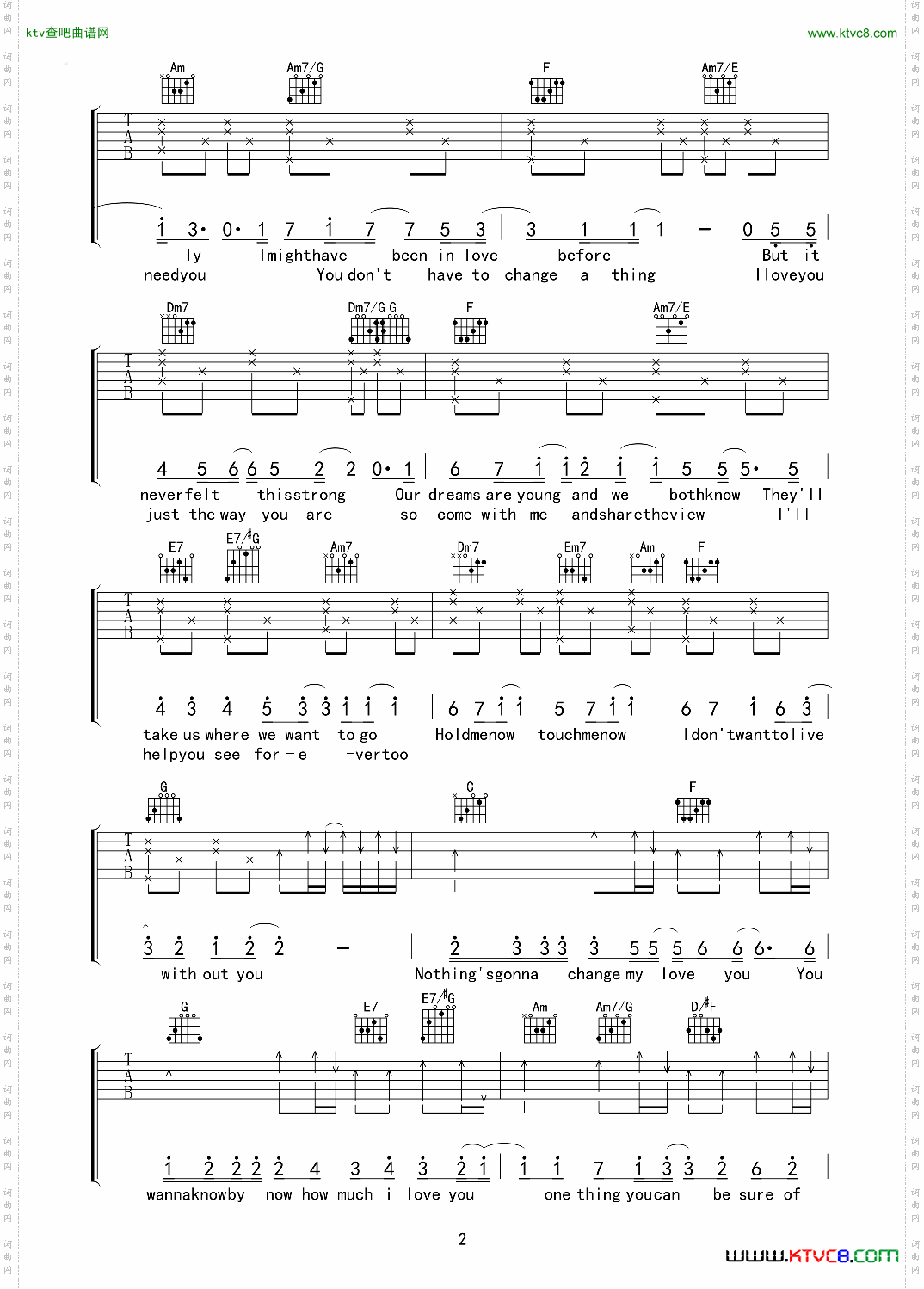 Nothing‘sgonnachangemyloveforyou高清吉他谱